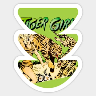 Tiger Girl Retro Vintage Comic Old Popart Funny Scifi Fantasy Sticker